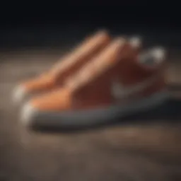 Close-up of Nike skate shoes showcasing unique design elements