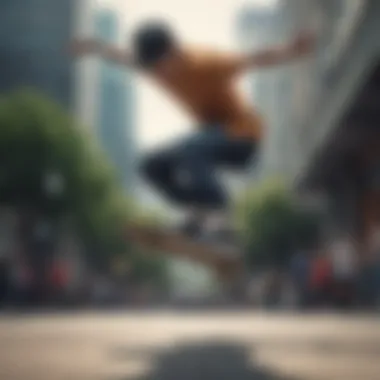 Professional skateboarder performing a trick in Nike shoes