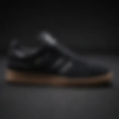 Close-up of materials used in the Adidas Busenitz All Black, highlighting texture and durability