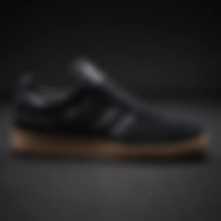 Close-up of materials used in the Adidas Busenitz All Black, highlighting texture and durability