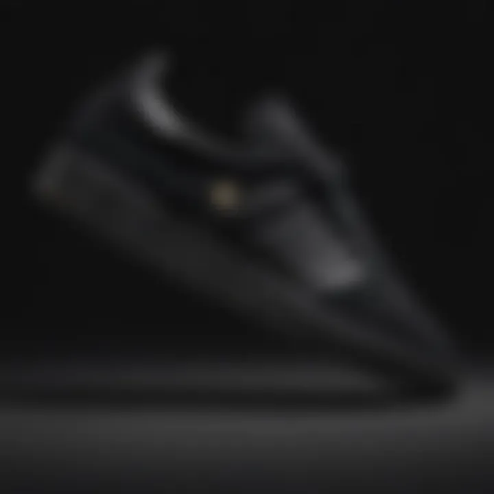 Detailed view of Adidas Busenitz All Black sneaker showcasing its sleek design