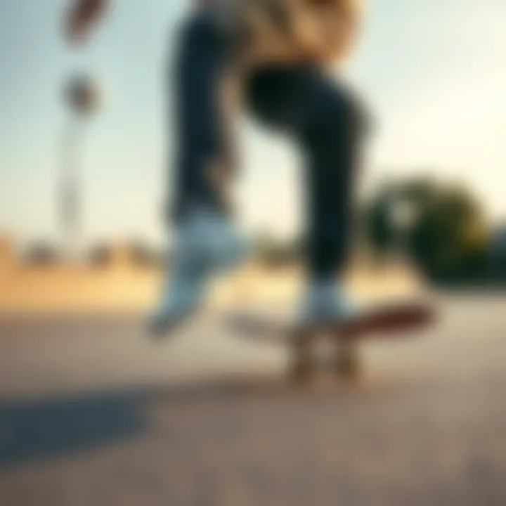 Skater in Action with Adidas Busenitz Vulc 2 Action shot of a skater performing tricks while wearing the Adidas Busenitz Vulc 2 in White