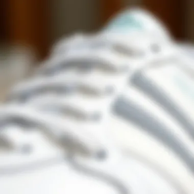 Premium Materials of Adidas Busenitz Vulc 2 Close-up view showcasing the premium materials of the Adidas Busenitz Vulc 2 white skate shoe