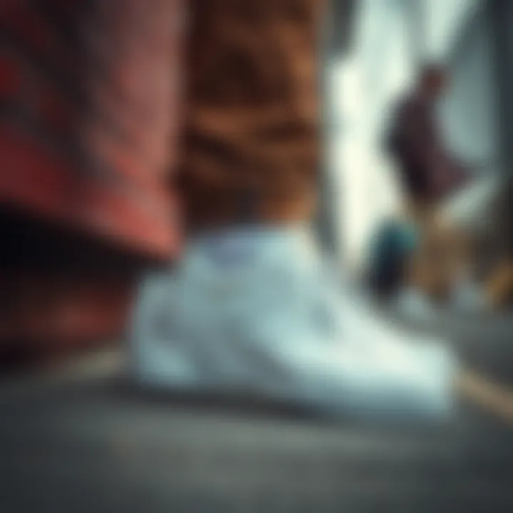 Adidas Busenitz Vulc 2 in Streetwear Style Stylish streetwear ensemble featuring the Adidas Busenitz Vulc 2 in White