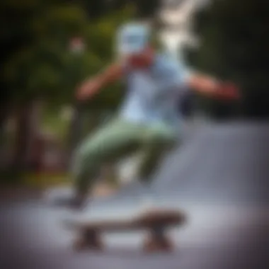 Stylish skateboarder wearing adidas olive green pants