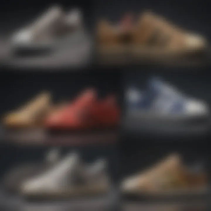 Comparison of various Adidas sole designs for skateboarding