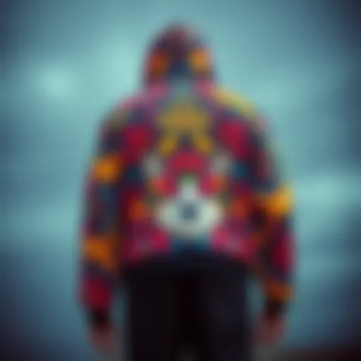 A vibrant all-over print jacket showcasing intricate designs that reflect skate culture.