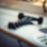 Close-up view of a lugged skateboard showcasing its unique design