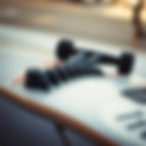Close-up view of a lugged skateboard showcasing its unique design