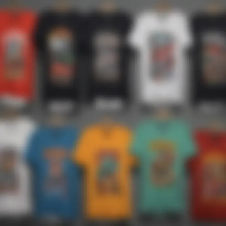 A collection of Alstyle tee shirts showcasing various designs and colors.