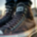 Close-up of Converse boots showcasing intricate design and stitching