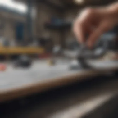 Skateboard bearings in a workshop setting for maintenance