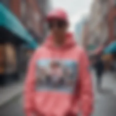 A vibrant street scene featuring hypebeast fashion