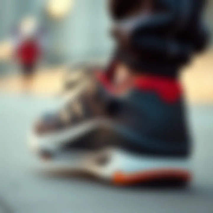 Side profile of a high-performance athletic skate shoe