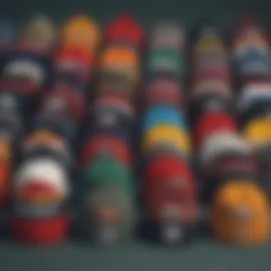 A diverse collection of beanie hats showcasing various styles and colors.