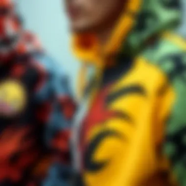 A close-up view of unique graphic patterns and color combinations