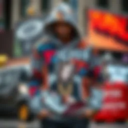 A stylish graphic hoodie showcasing contemporary urban art designs