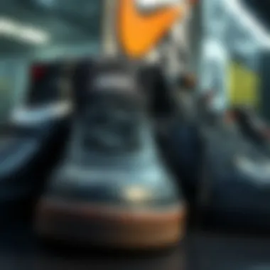 Variety of Black Nike Skateboard Shoe Designs A display of various black Nike skateboard shoe designs