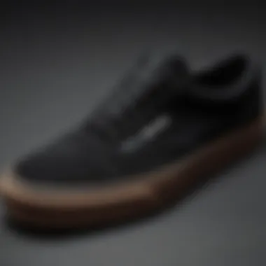 Close-up of black suede Vans showcasing texture and craftsmanship