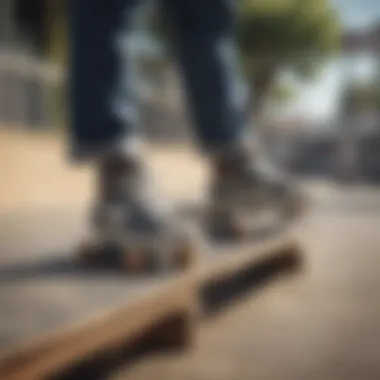 Skateboarder demonstrating the grip and performance of boardwalk shoes on a ramp.