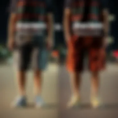 A side-by-side comparison of traditional shorts and broad shorts, illustrating functionality.