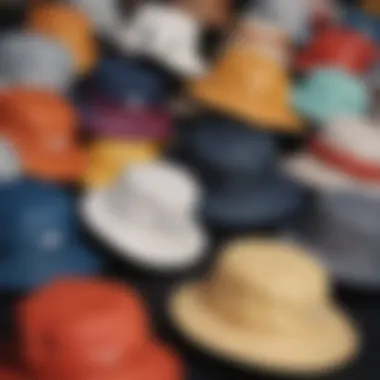 Close-up of bucket hat materials showcasing different textures and patterns