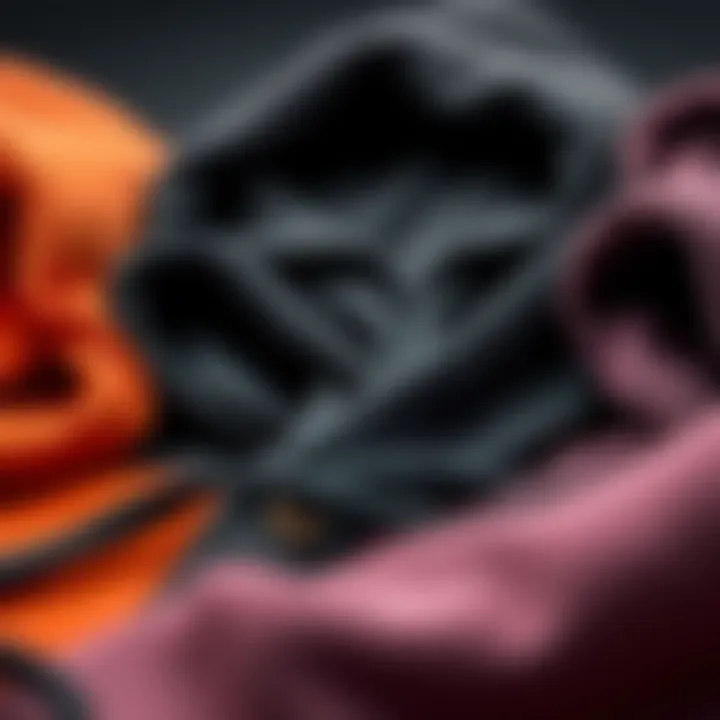 A close-up of various hoodie materials and textures suitable for skateboarding