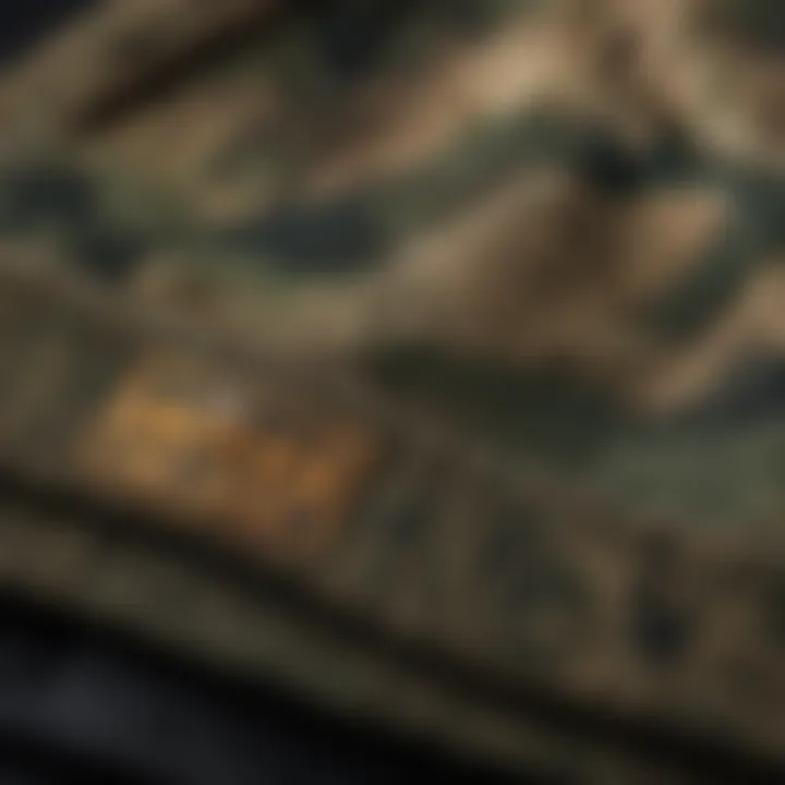 Close-up of the intricate design of a camo beanie with brim