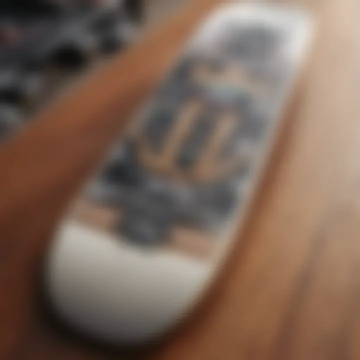 Close-up of Carver skateboard deck design emphasizing innovation