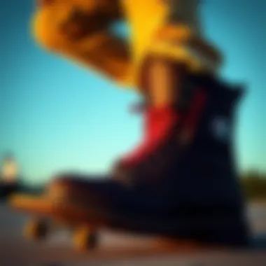 Champion boots in action during skateboarding