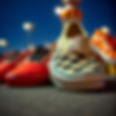 Vibrant Checkerboard Vans Vibrant checkerboard Vans in various color combinations reflecting skate culture