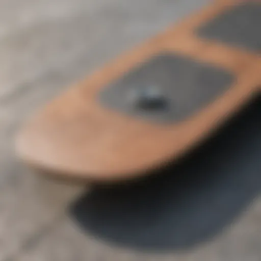 Close-up of skateboard deck materials with textures