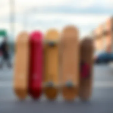 Different skateboard sizes displayed together for comparison