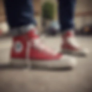 A skateboarder wearing Chuck Taylors, highlighting their connection to skate culture