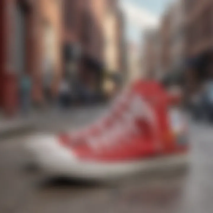 A vibrant street scene featuring diverse individuals in Chuck Taylor shoes