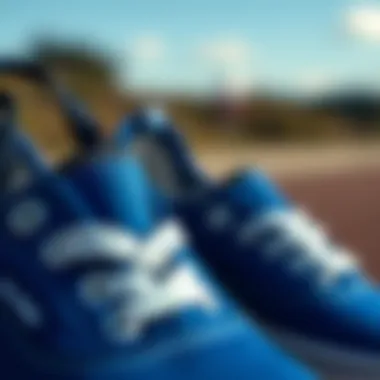 Close-up of royal blue Vans highlighting texture and material
