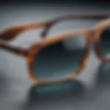 Close-up view of Club Master style glasses on a textured surface, showcasing their elegant design.