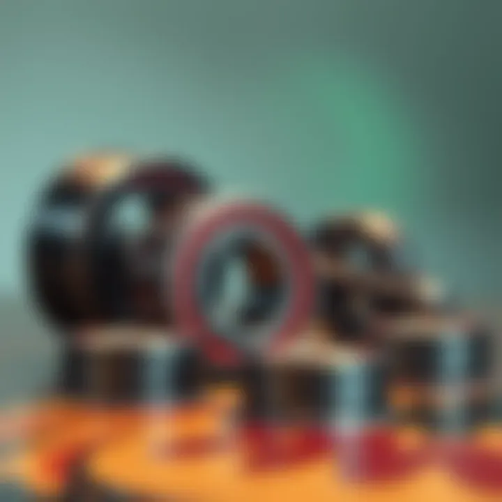 Skateboard bearings displayed with features highlighted