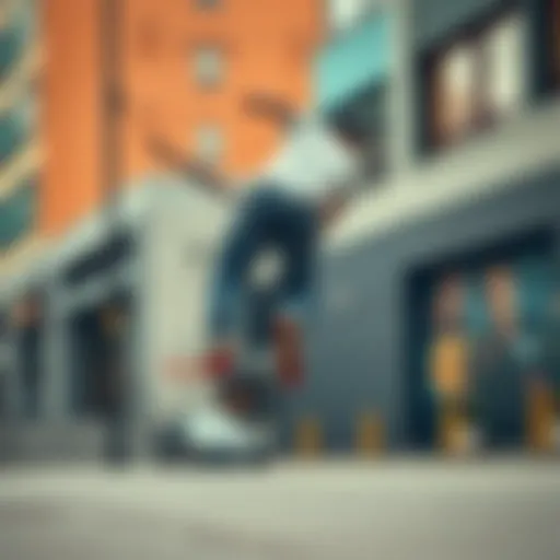 Urban Skateboarding Action Dynamic skateboard trick in urban setting