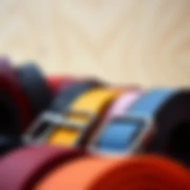 A collection of Vans belts displayed in various colors