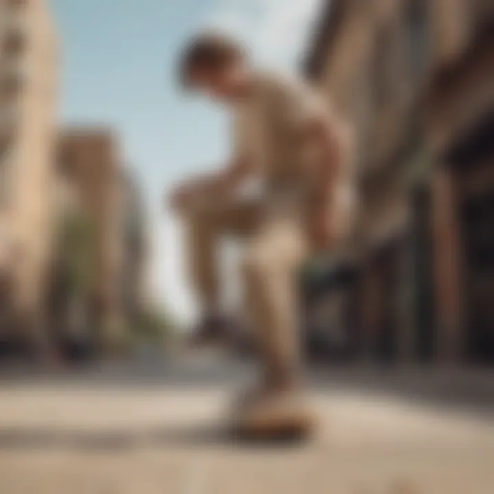 Skateboarder wearing the Converse All Star Move Tan in an urban setting