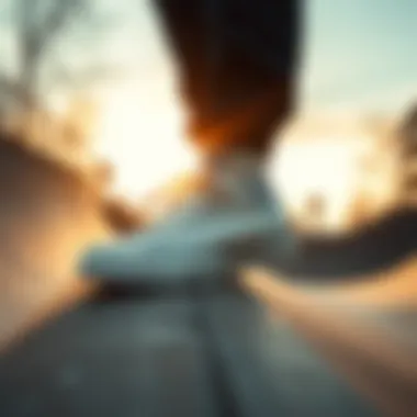 Converse All Stars in Action on Skate Ramp Close-up of Converse All Star shoes on a skate ramp