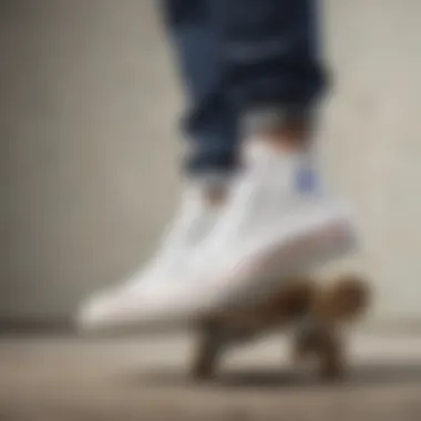 Classic Converse All-Star white sneakers on a skateboard