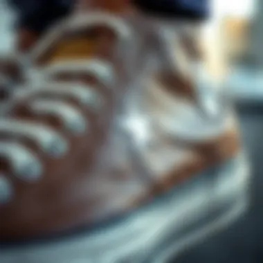 Close-up of the material and craftsmanship of Converse Mid Tops Leather