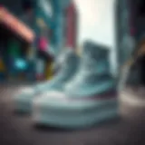 Stylish Converse platform boots against a vibrant urban backdrop