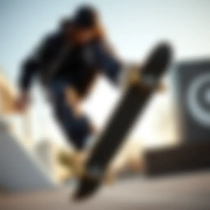 A skateboarder showcasing tricks while wearing fashionable sweatpants