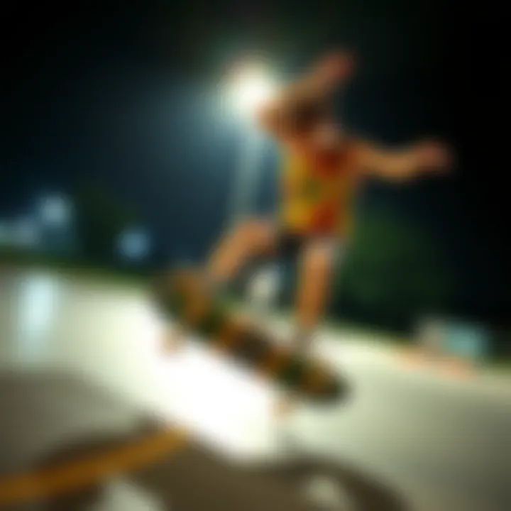 Skater performing a trick in a vibrant shaka tank top