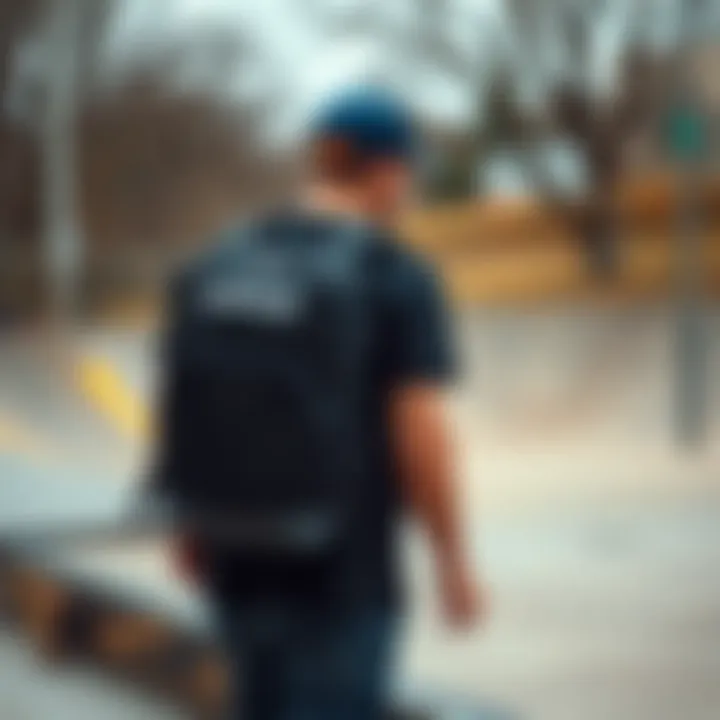 Functional Use of Dakine Campus 25L in Action Skateboarder using Dakine Campus 25L backpack at skatepark