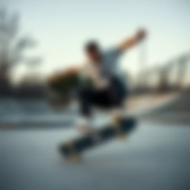 A skateboarder performing tricks using Destructo trucks in a skate park