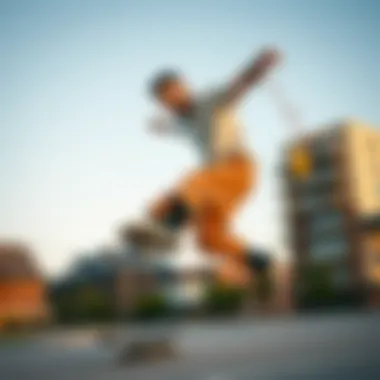 Stylish Skateboarding with Dickies Stylish skateboarder wearing Dickies long pants